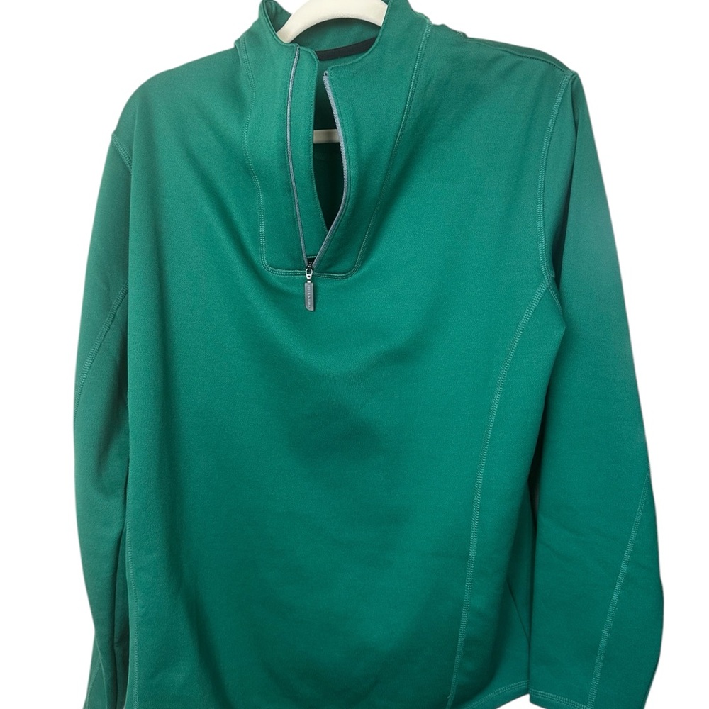 Peter Millar Men's Green Quarter-Zip Sweater medium